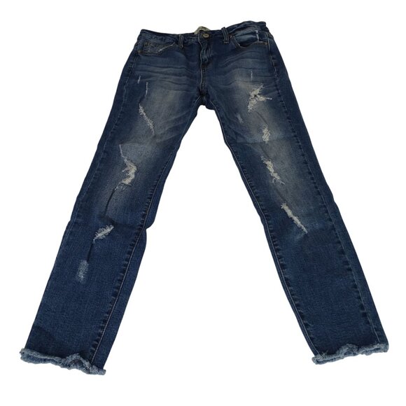 Hammer Ripped Denim Skinny Jeans Distressed Juniors Size 11 Raw Hem - Picture 1 of 11